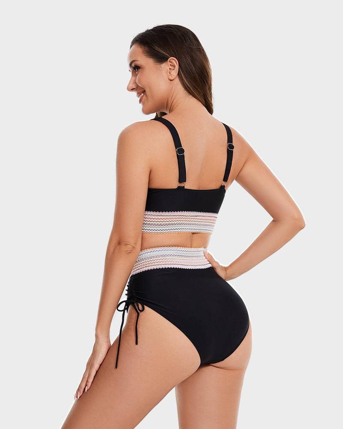 Women Bikini Set High Waisted Halter Adjustable Closure - Evergreen Outfits - Women Swimwear
