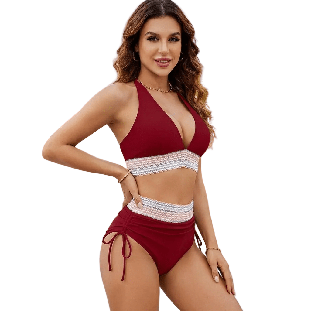 Women Bikini Set High Waisted Halter Adjustable Closure - Evergreen Outfits - Women Swimwear