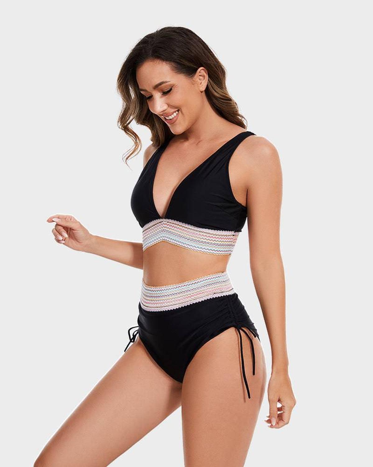 Women Bikini Set High Waisted Halter Adjustable Closure - Evergreen Outfits - Women Swimwear