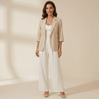 Women Blazer Loose Fit Quarter Sleeves Button Closure - Evergreen Outfits - Women Blazer