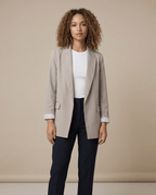 Women Blazer Oversized Fit Long Sleeve Construction Detail - Evergreen Outfits - Women Blazer