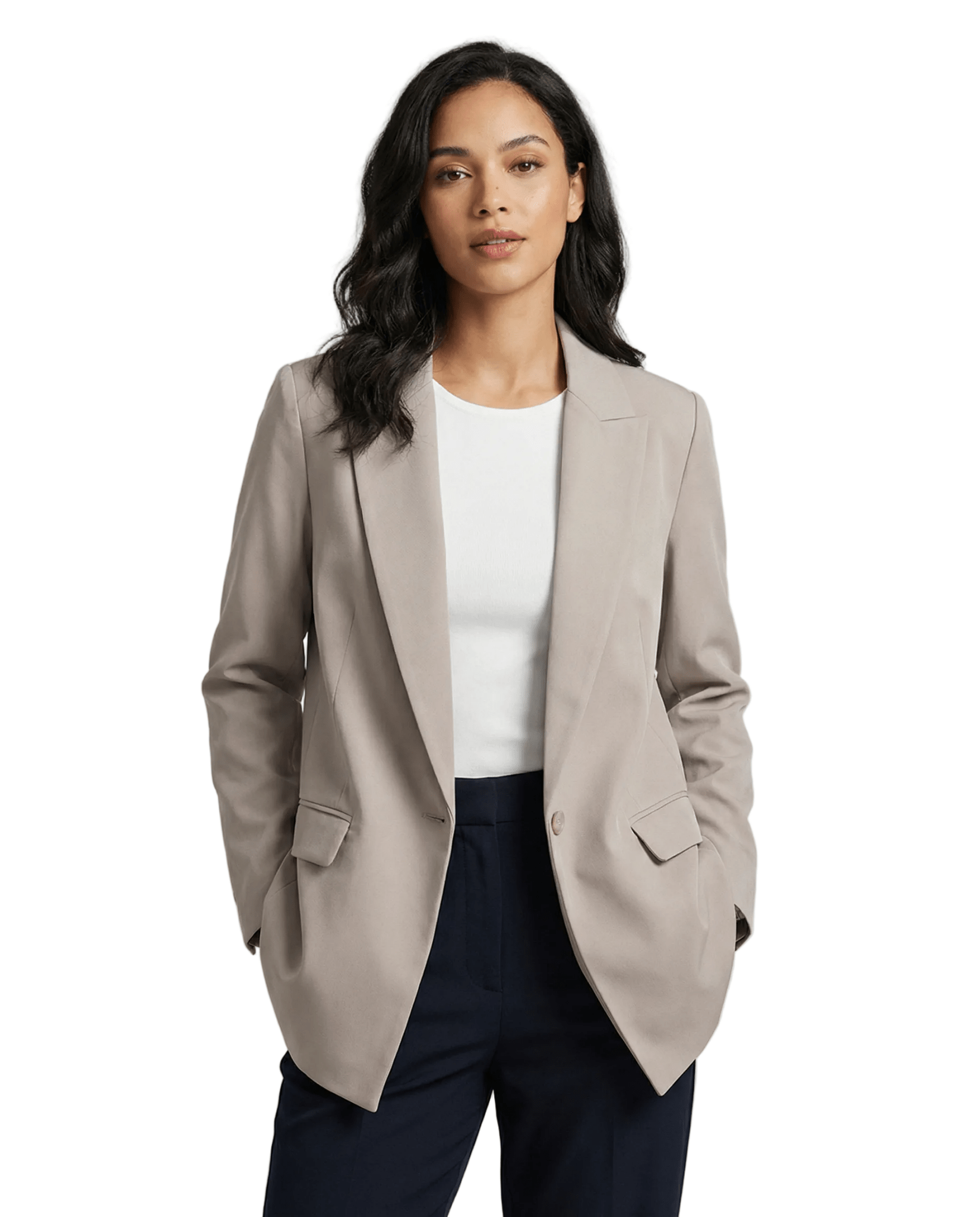 Women Blazer Oversized Fit Long Sleeve Construction Detail - Evergreen Outfits - Women Blazer