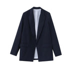 Women Blazer Oversized Fit Long Sleeve Construction Detail - Evergreen Outfits - Women Blazer