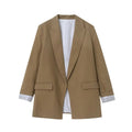 Women Blazer Oversized Fit Long Sleeve Construction Detail - Evergreen Outfits - Women Blazer