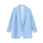 Women Blazer Oversized Fit Long Sleeve Construction Detail - Evergreen Outfits - Women Blazer