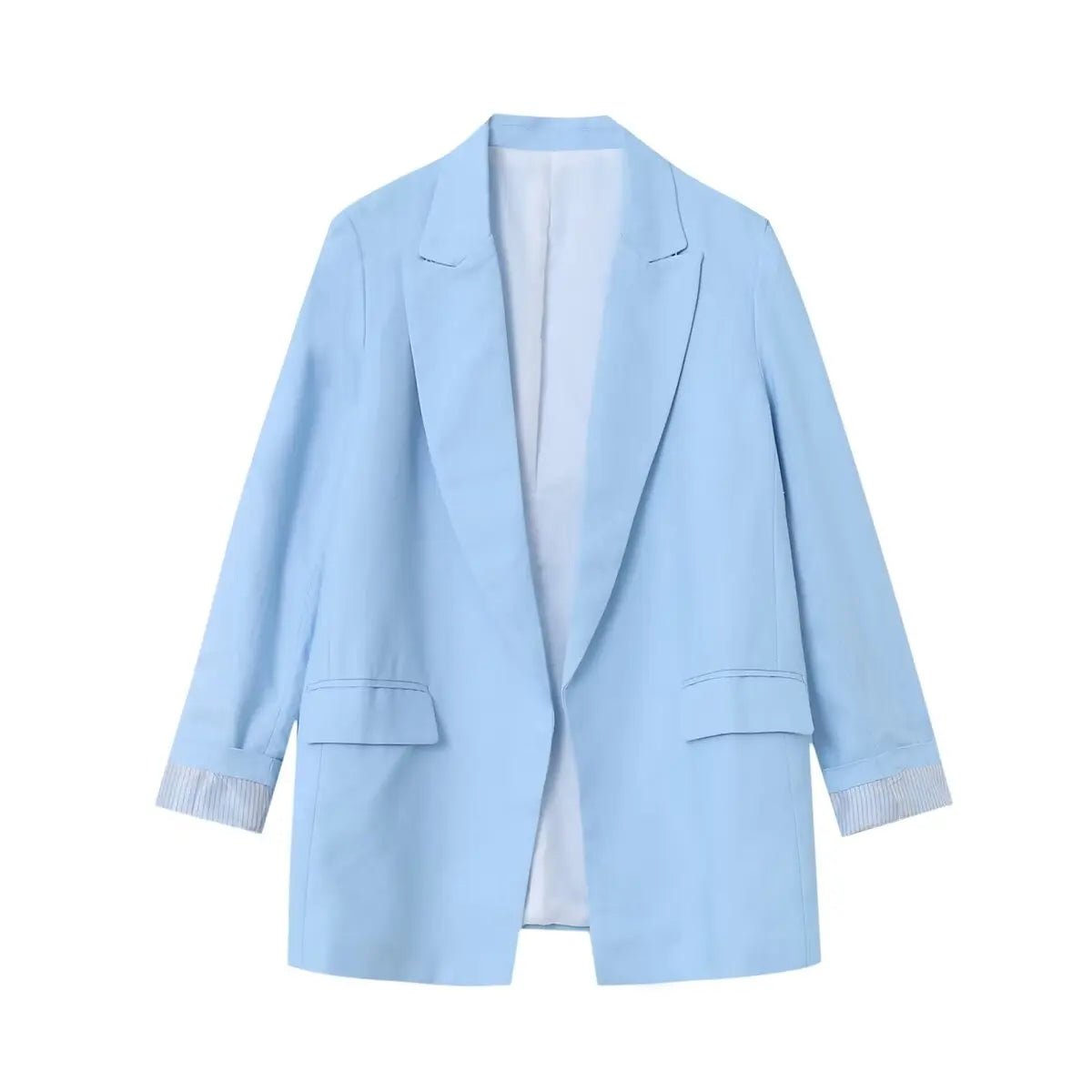 Women Blazer Oversized Fit Long Sleeve Construction Detail - Evergreen Outfits - Women Blazer