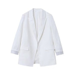 Women Blazer Oversized Fit Long Sleeve Construction Detail - Evergreen Outfits - Women Blazer
