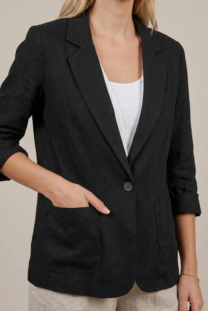 Women Blazer | Relaxed Fit with Notch Lapel and Button - Evergreen Outfits- Blazers
