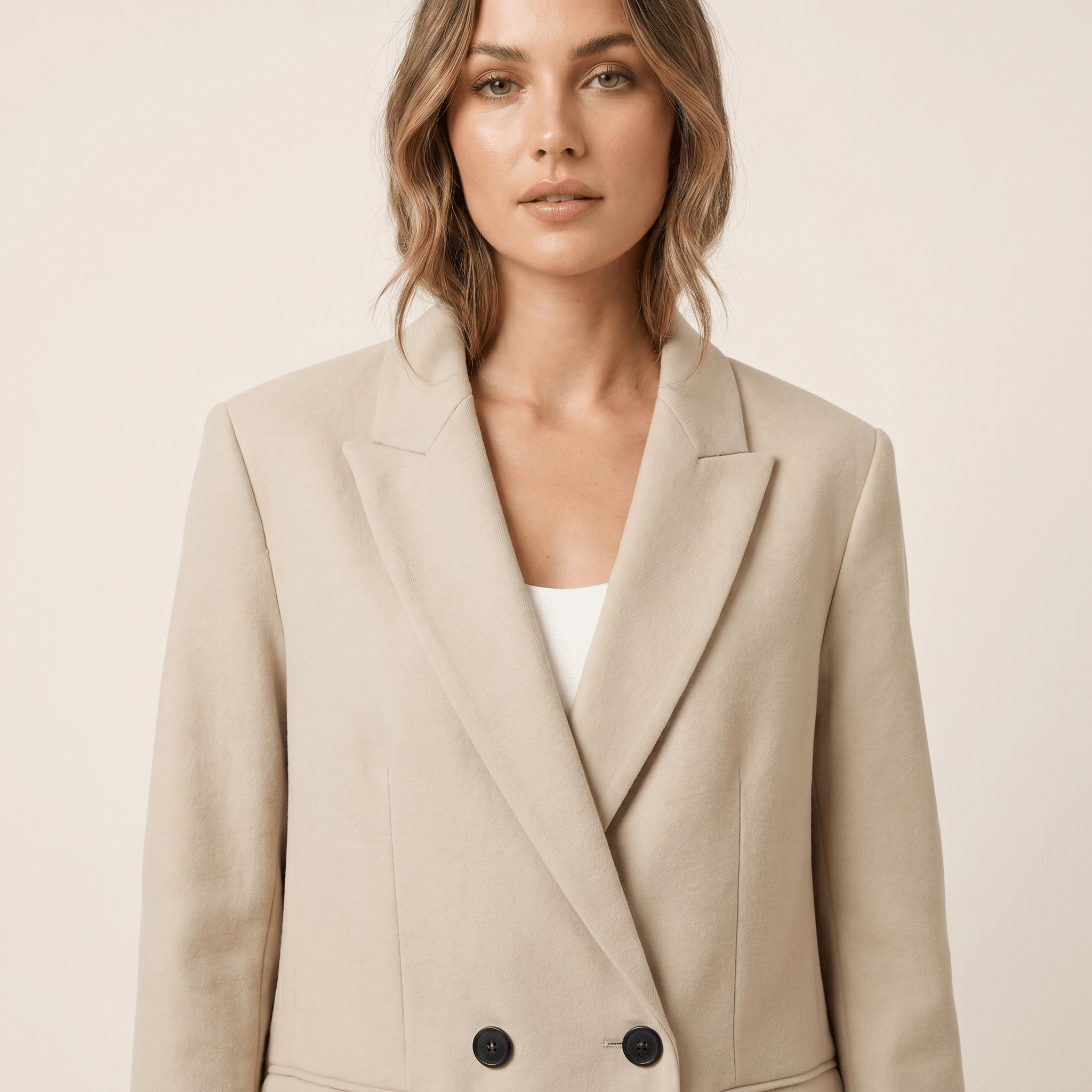 Women Blazer Slim Fit Double Breasted Button Closure - Evergreen Outfits - Women Blazer