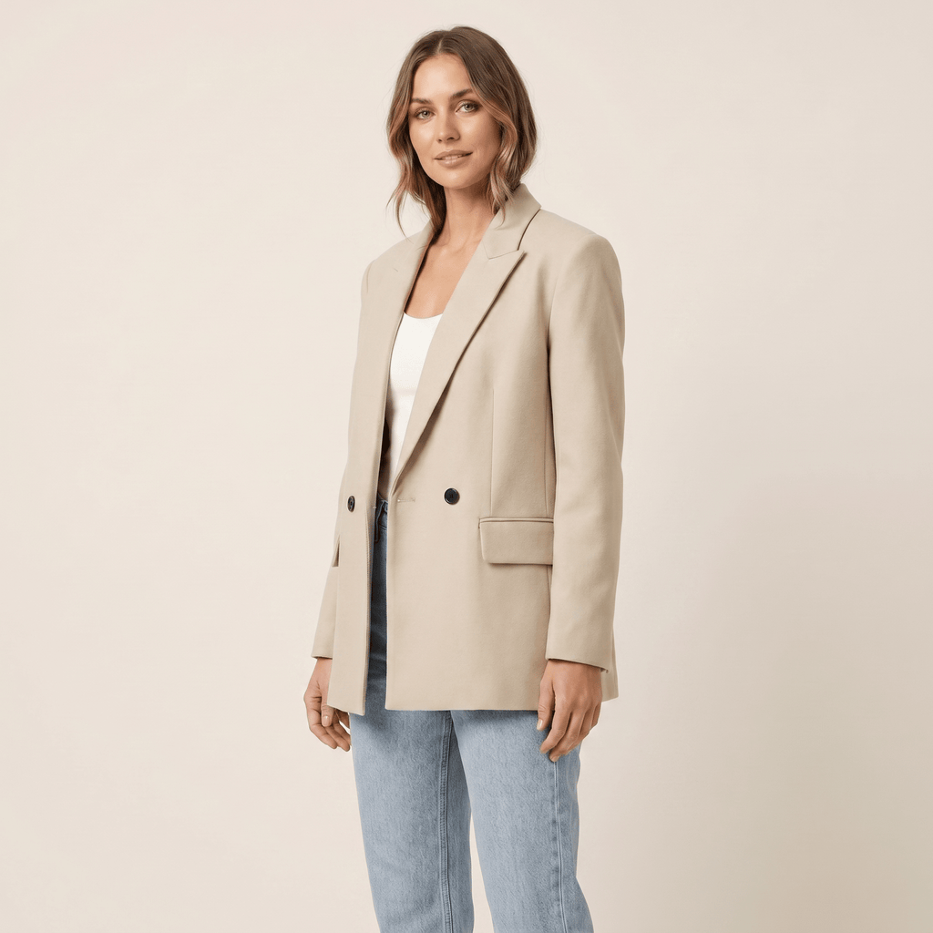 Women Blazer Slim Fit Double Breasted Button Closure - Evergreen Outfits - Women Blazer
