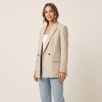Women Blazer Slim Fit Double Breasted Button Closure - Evergreen Outfits - Women Blazer