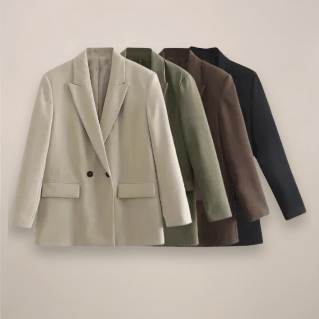 Women Blazer Slim Fit Double Breasted Button Closure - Evergreen Outfits - Women Blazer