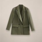 Women Blazer Slim Fit Double Breasted Button Closure - Evergreen Outfits - Women Blazer