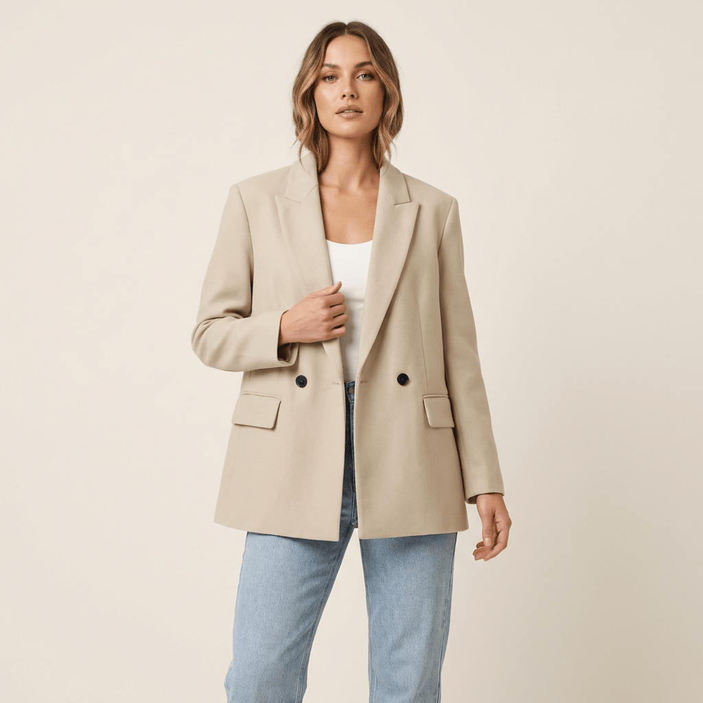 Women Blazer Slim Fit Double Breasted Button Closure - Evergreen Outfits - Women Blazer