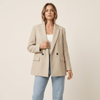 Women Blazer Slim Fit Double Breasted Button Closure - Evergreen Outfits - Women Blazer