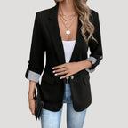 Women Blazer Slim Fit Stand - Up Collar Button Closure - Evergreen Outfits - Women Blazer