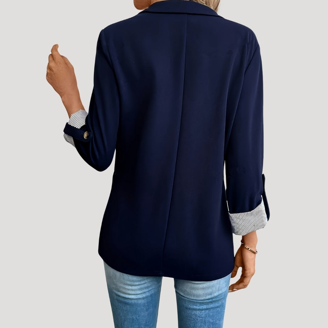 Women Blazer Slim Fit Stand - Up Collar Button Closure - Evergreen Outfits - Women Blazer