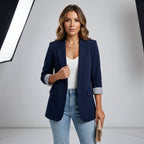 Women Blazer Slim Fit Stand - Up Collar Button Closure - Evergreen Outfits - Women Blazer