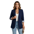 Women Blazer Slim Fit Stand - Up Collar Button Closure - Evergreen Outfits - Women Blazer