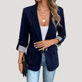 Women Blazer Slim Fit Stand - Up Collar Button Closure - Evergreen Outfits - Women Blazer