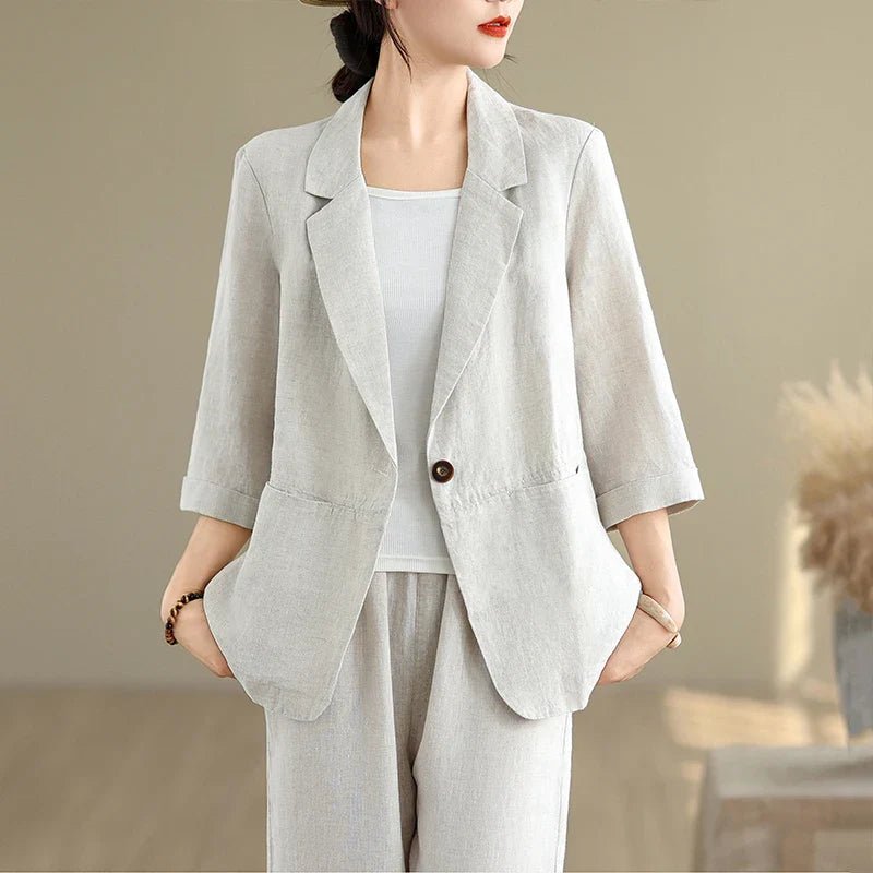 Women Blazer Three Quarter Sleeve Length Design - Evergreen Outfits - Women Blazer