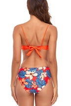 Women Blouse and Bikini Set Floral Design V Neckline - Evergreen Outfits - Women Swimwear