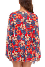 Women Blouse and Bikini Set Floral Design V Neckline - Evergreen Outfits - Women Swimwear