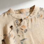 Women Blouse Linen Sleeveless Mandarin Collar Button Placket - Evergreen Outfits - Women Blouse
