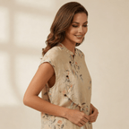 Women Blouse Linen Sleeveless Mandarin Collar Button Placket - Evergreen Outfits - Women Blouse