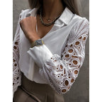 Women Blouse Regular Fit Long Sleeve Button Up Collared - Evergreen Outfits - Women Blouse
