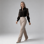 Women Blouse Regular Fit Long Sleeve Button Up Collared - Evergreen Outfits - Women Blouse