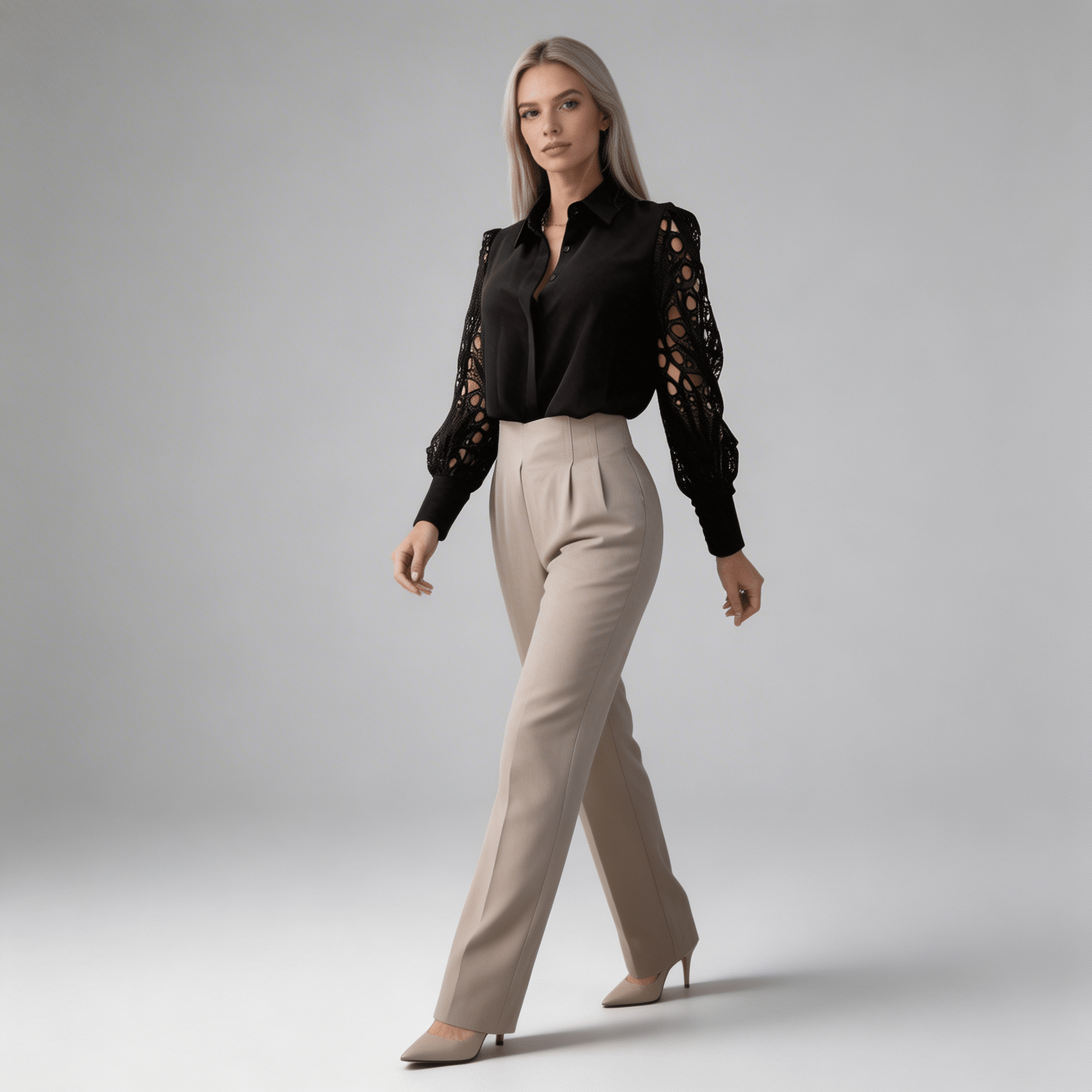 Women Blouse Regular Fit Long Sleeve Button Up Collared - Evergreen Outfits - Women Blouse