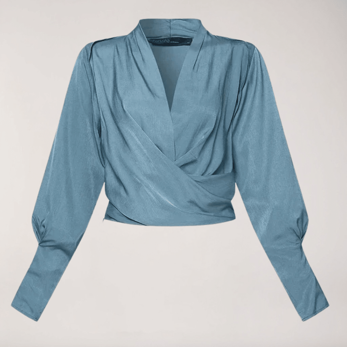 Women Blouse V Neck Puff Sleeves Structured Waist Design - Evergreen Outfits - Women Blouse