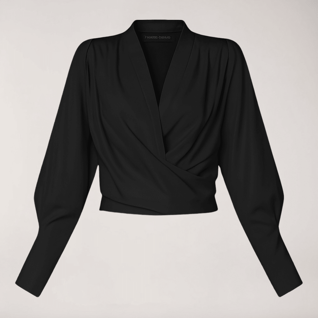 Women Blouse V Neck Puff Sleeves Structured Waist Design - Evergreen Outfits - Women Blouse