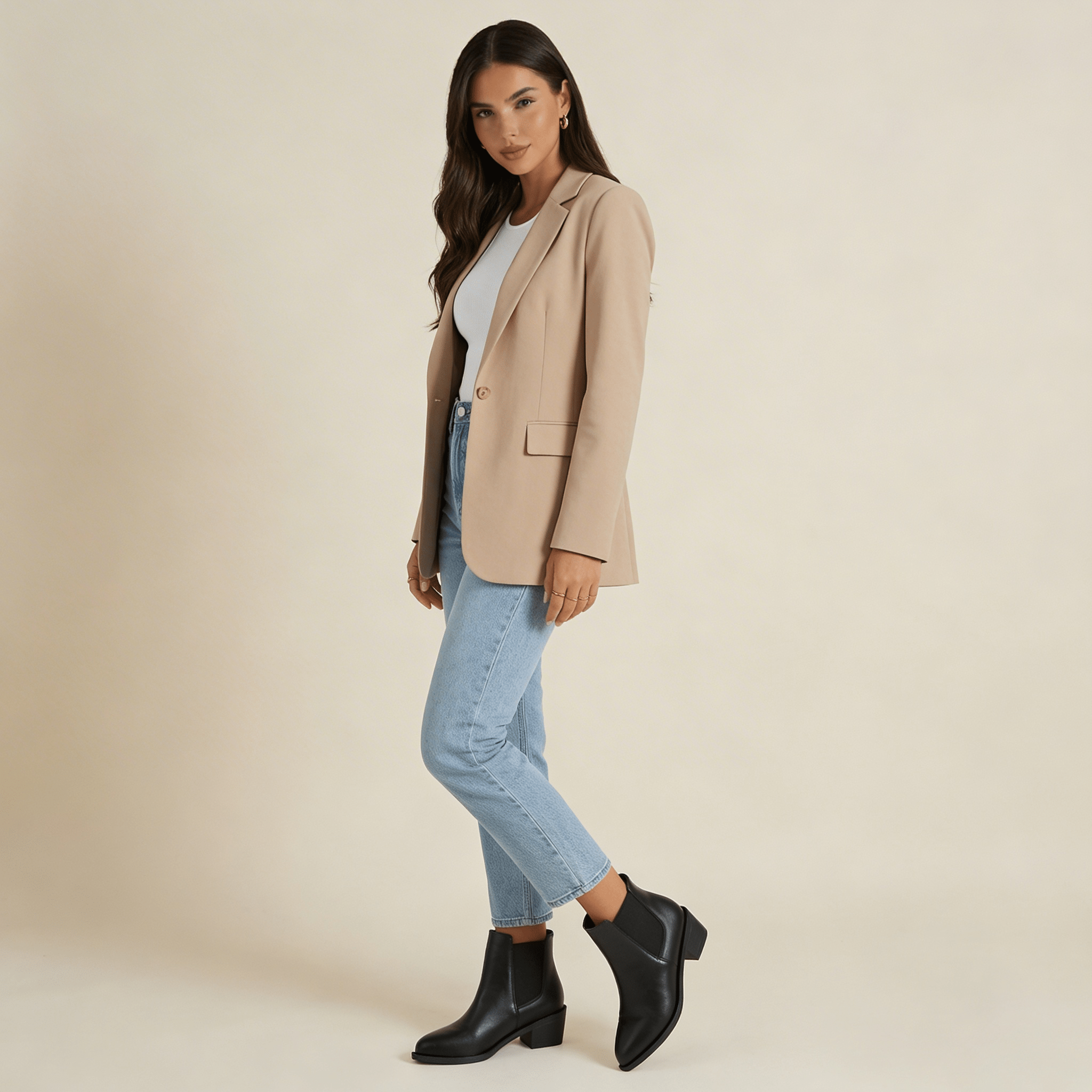 Women Boots Chelsea Design Ankle Length Block Heel Slip On - Evergreen Outfits - Women Boots