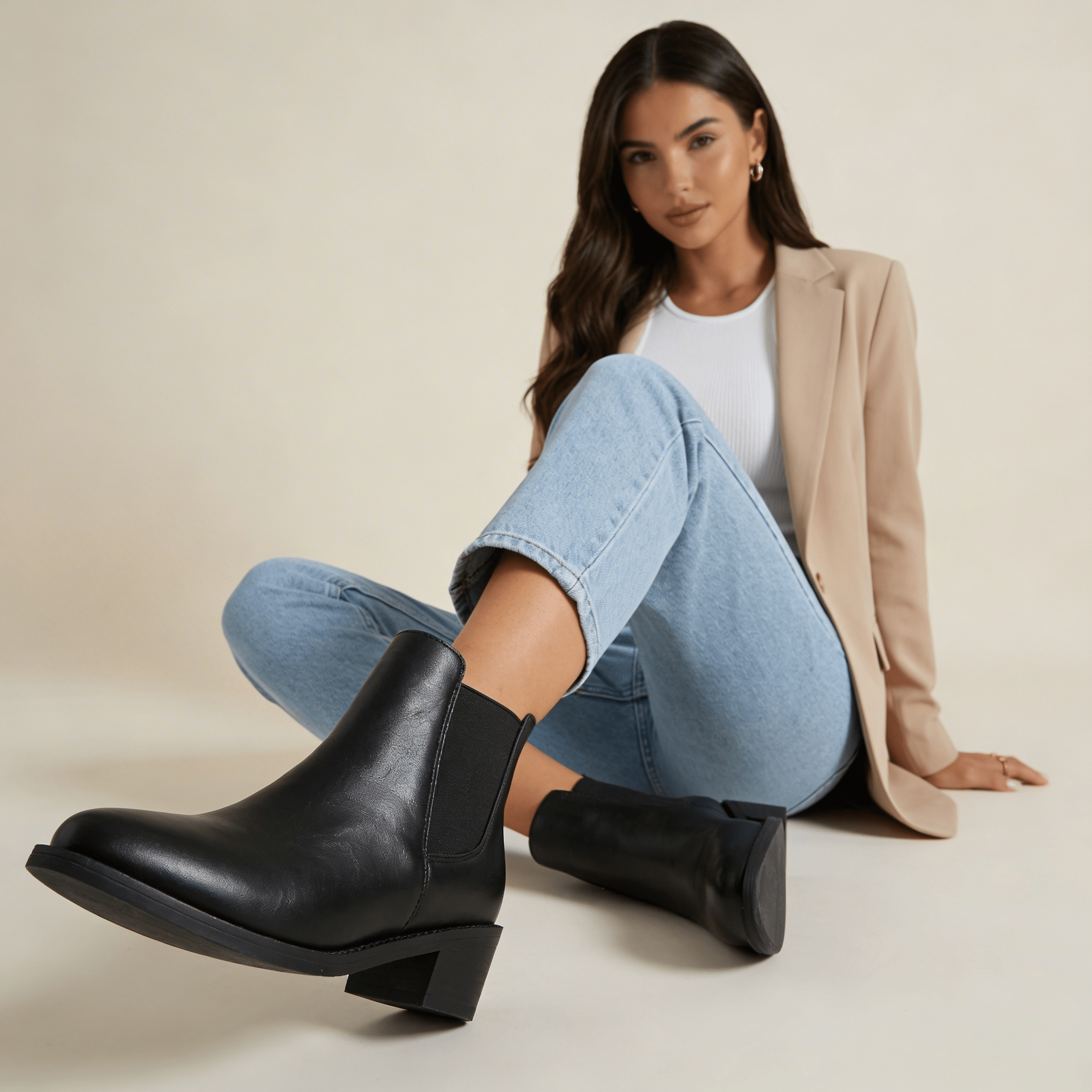 Women Boots Chelsea Design Ankle Length Block Heel Slip On - Evergreen Outfits - Women Boots