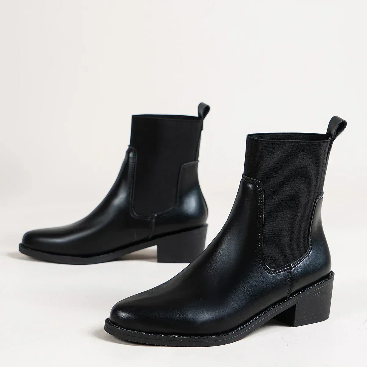 Women Boots Chelsea Design Pointed Toe Block Heel Pull On - Evergreen Outfits - Women Boots