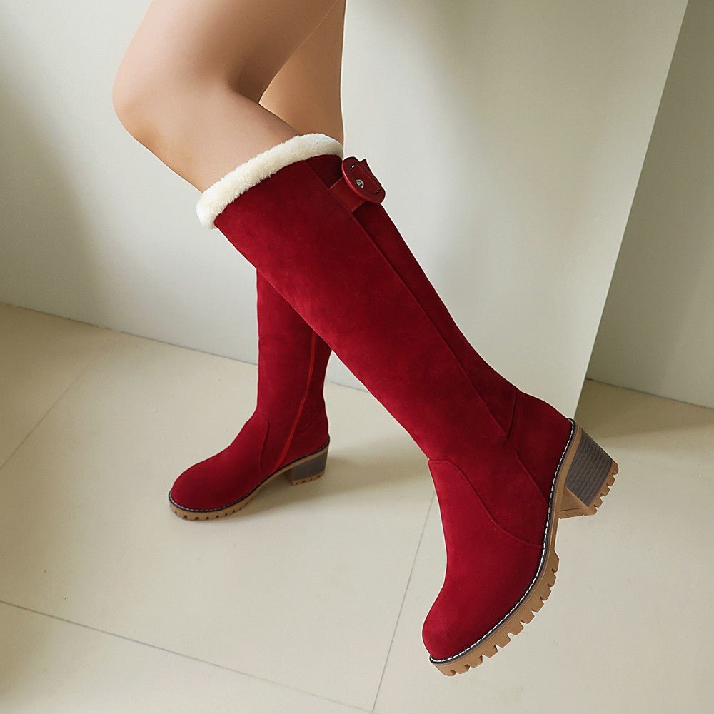 Women Boots | High Shaft with Side Zip and Buckle Strap - Evergreen Outfits- Boots