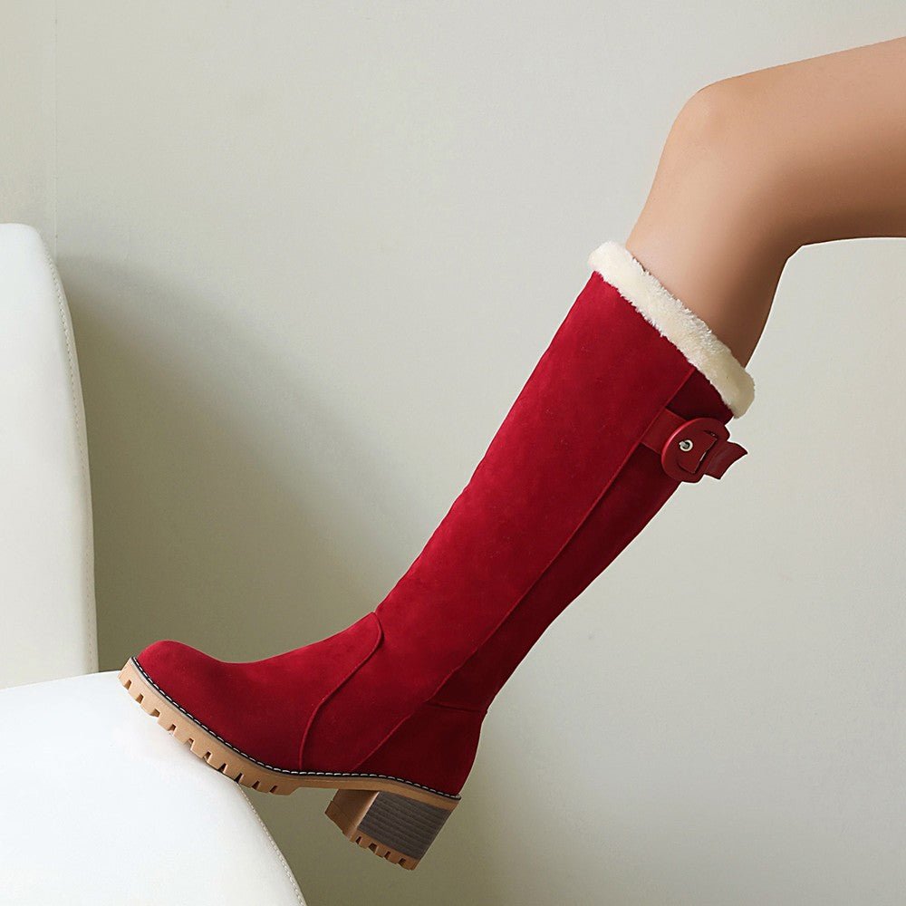 Women Boots | High Shaft with Side Zip and Buckle Strap - Evergreen Outfits- Boots
