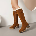 Women Boots | High Shaft with Side Zip and Buckle Strap - Evergreen Outfits- Boots