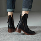Women Boots | Retro Chelsea Ankle Style with Round Toe - Evergreen Outfits- Boots
