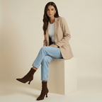 Women Boots Sock Fit Ankle Length Pointed Toe Heel Design - Evergreen Outfits - Women Boots