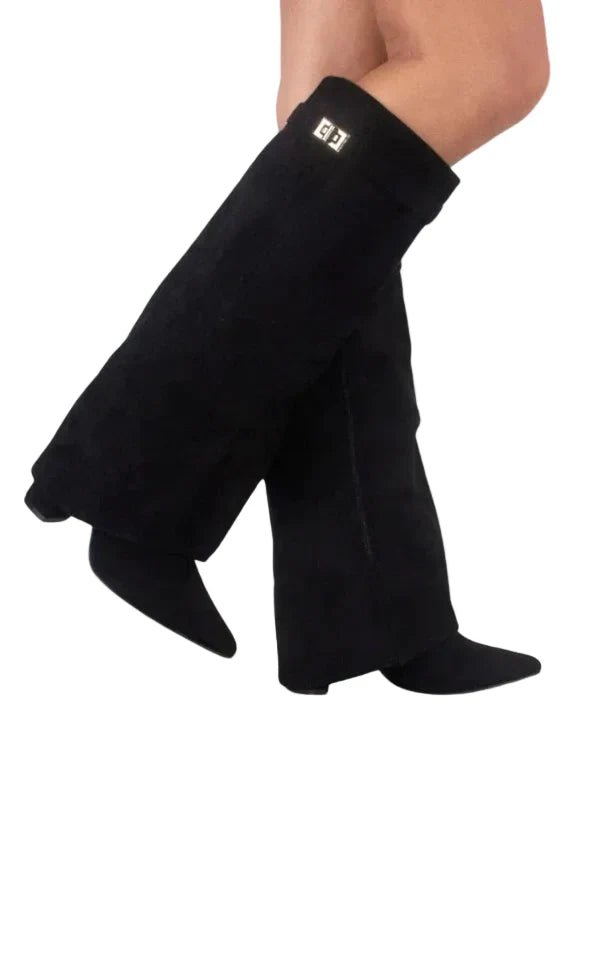 Women Boots Suede Look Gold Accents Secure Fit Design - Evergreen Outfits - Women Boots