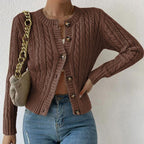 Women Cardigan | Button Front Closure with Textured Fabric - Evergreen Outfits- Cardigans
