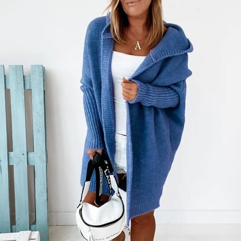 Women Cardigan | Hooded Open Front Long Cut Coverage - Evergreen Outfits- Cardigans