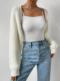 Women Cardigan | Open Front Cropped Fit with Balloon Sleeves - Evergreen Outfits- Cardigans