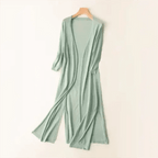 Women Cardigan | Open Front Extended Length Long Sleeve - Evergreen Outfits- Cardigans