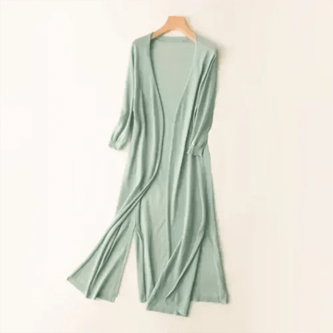 Women Cardigan | Open Front Extended Length Long Sleeve - Evergreen Outfits- Cardigans