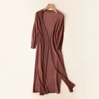Women Cardigan | Open Front Extended Length Long Sleeve - Evergreen Outfits- Cardigans