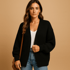 Women Cardigan | Open Front Loose Fit Long Sleeve Hip Length - Evergreen Outfits- Cardigans